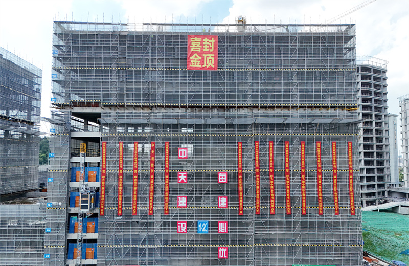 2024年7月5日，江蘇公司矽力微中國區(qū)總部項目1-2#樓順利封頂。